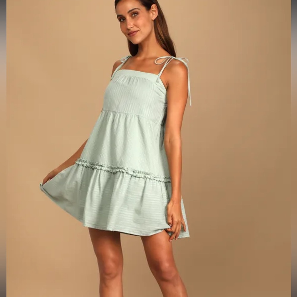 Lulus Sage Green Swing Dress Med